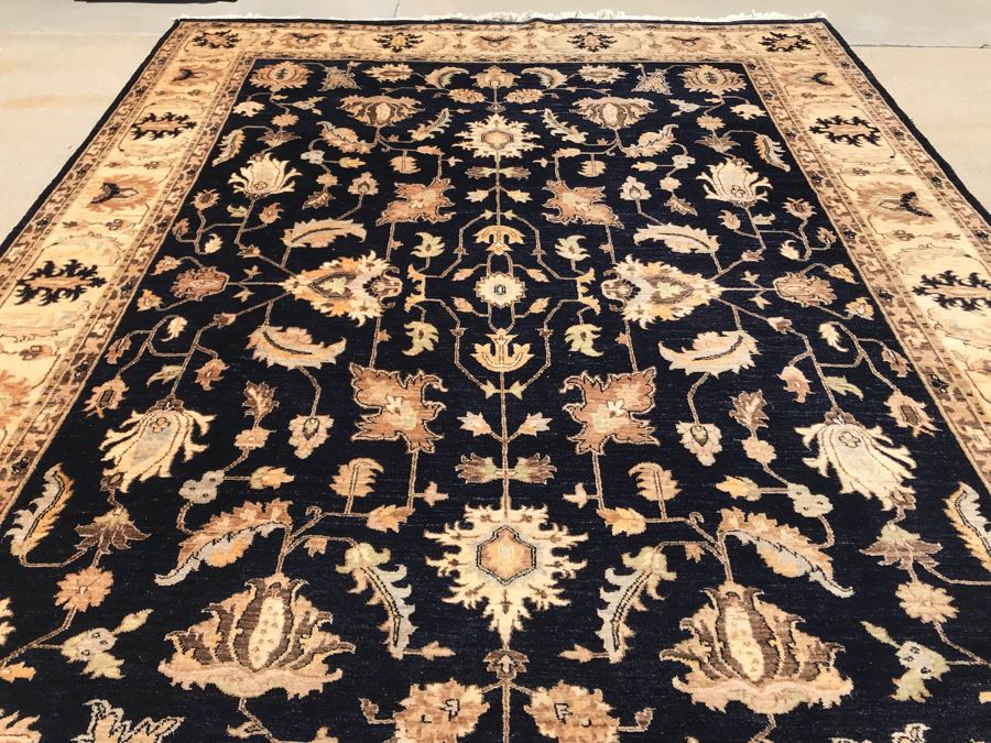 Vintage Handmade Persian Chobi Wool Area Rug Oushak Design From Afghanistan Ghazni Wool (Hand Spun) Natural Dyes 9' X 12' Retailed $3,800 Double Knot Apx. 100 knots / sq. in. With Certificate Of Authenticity [Photo 2]
