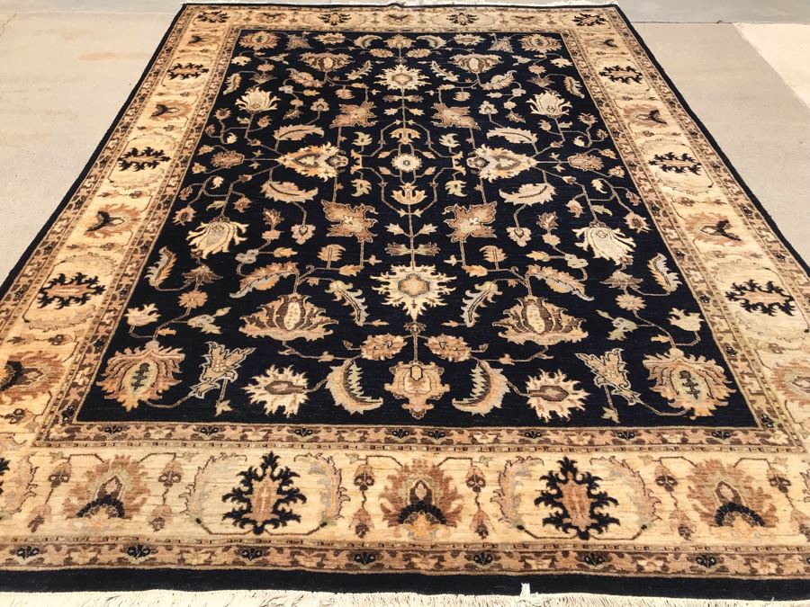 Vintage Handmade Persian Chobi Wool Area Rug Oushak Design From Afghanistan Ghazni Wool (Hand Spun) Natural Dyes 9' X 12' Retailed $3,800 Double Knot Apx. 100 knots / sq. in. With Certificate Of Authenticity [Photo 1]