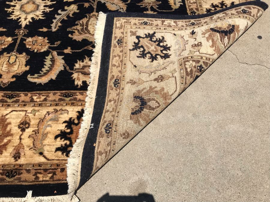 Vintage Handmade Persian Chobi Wool Area Rug Oushak Design From Afghanistan Ghazni Wool (Hand Spun) Natural Dyes 9' X 12' Retailed $3,800 Double Knot Apx. 100 knots / sq. in. With Certificate Of Authenticity [Photo 12]