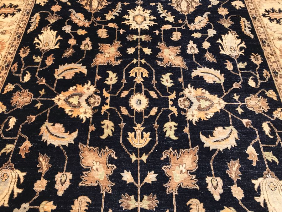 Vintage Handmade Persian Chobi Wool Area Rug Oushak Design From Afghanistan Ghazni Wool (Hand Spun) Natural Dyes 9' X 12' Retailed $3,800 Double Knot Apx. 100 knots / sq. in. With Certificate Of Authenticity [Photo 16]