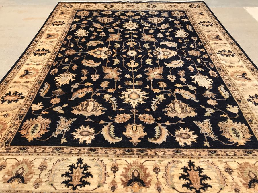 Vintage Handmade Persian Chobi Wool Area Rug Oushak Design From Afghanistan Ghazni Wool (Hand Spun) Natural Dyes 9' X 12' Retailed $3,800 Double Knot Apx. 100 knots / sq. in. With Certificate Of Authenticity [Photo 19]