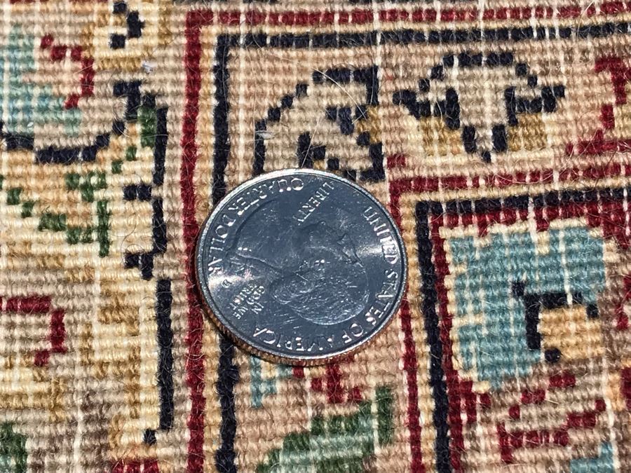 SIGNED Finely Knotted Persian Area Rug 8' X 10'5' Isfahan Design Wool Rug From Pakistan (Lahore) Apx. 300 knots / sq. in. Double Knot With Certificate Of Authenticity [Photo 25]