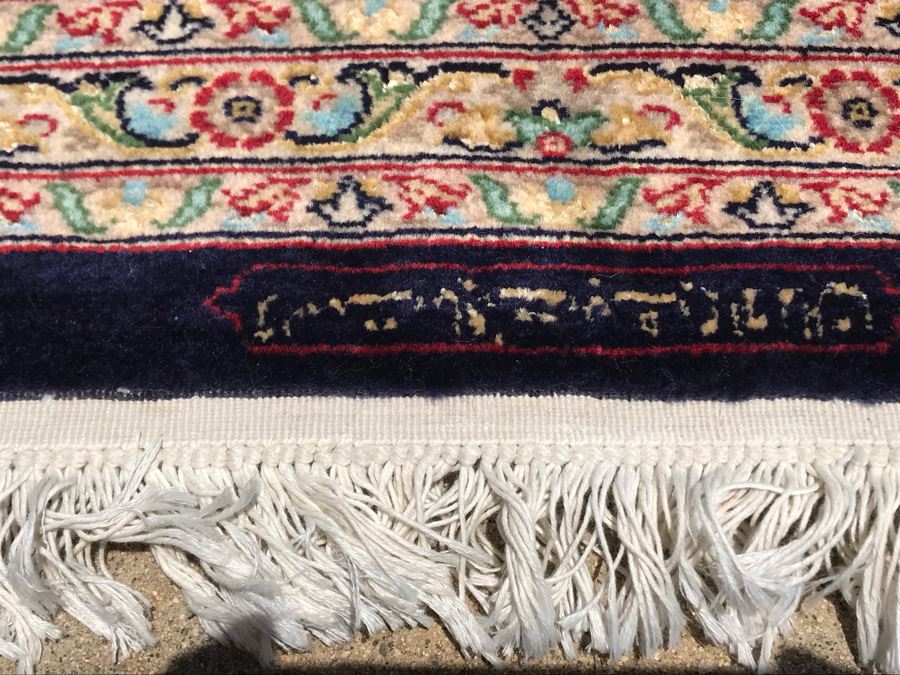 SIGNED Finely Knotted Persian Area Rug 8' X 10'5' Isfahan Design Wool Rug From Pakistan (Lahore) Apx. 300 knots / sq. in. Double Knot With Certificate Of Authenticity [Photo 7]