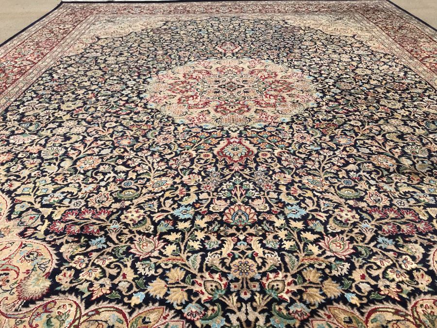 SIGNED Finely Knotted Persian Area Rug 8' X 10'5' Isfahan Design Wool Rug From Pakistan (Lahore) Apx. 300 knots / sq. in. Double Knot With Certificate Of Authenticity [Photo 13]