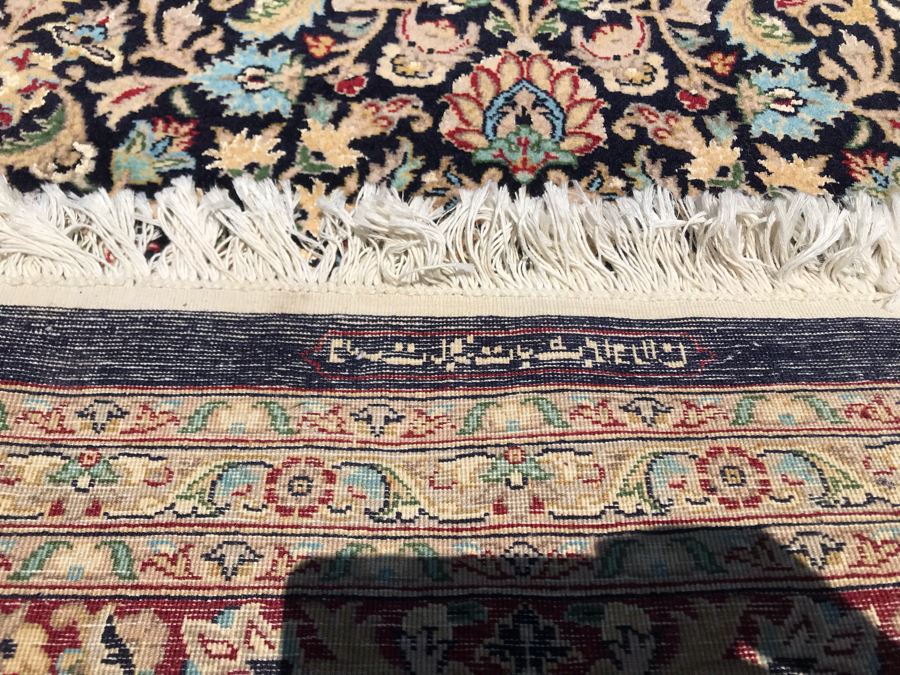 SIGNED Finely Knotted Persian Area Rug 8' X 10'5' Isfahan Design Wool Rug From Pakistan (Lahore) Apx. 300 knots / sq. in. Double Knot With Certificate Of Authenticity [Photo 28]