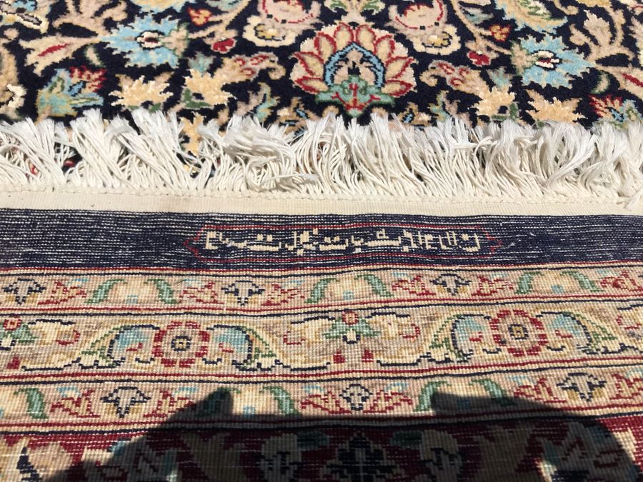 SIGNED Finely Knotted Persian Area Rug 8' X 10'5' Isfahan Design Wool Rug From Pakistan (Lahore) Apx. 300 knots / sq. in. Double Knot With Certificate Of Authenticity [Photo 27]