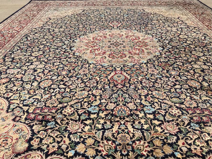 SIGNED Finely Knotted Persian Area Rug 8' X 10'5' Isfahan Design Wool Rug From Pakistan (Lahore) Apx. 300 knots / sq. in. Double Knot With Certificate Of Authenticity [Photo 12]
