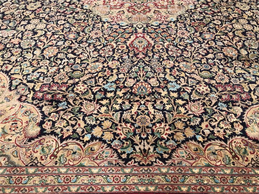 SIGNED Finely Knotted Persian Area Rug 8' X 10'5' Isfahan Design Wool Rug From Pakistan (Lahore) Apx. 300 knots / sq. in. Double Knot With Certificate Of Authenticity [Photo 10]