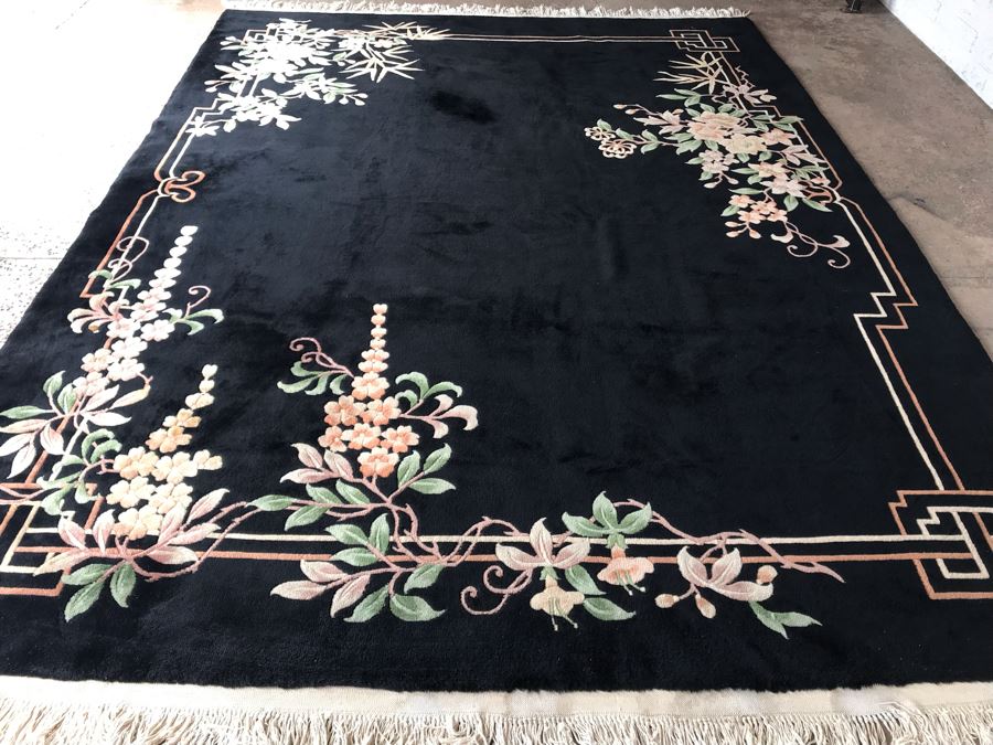 Stunning Chinese Black Wool Area Rug 9' X 12'10' Retailed $10,000