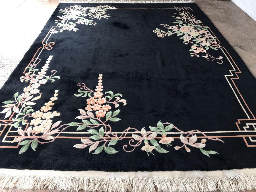JUST ADDED Stunning Chinese Black Wool Area Rug 9' X 12'10' Retailed