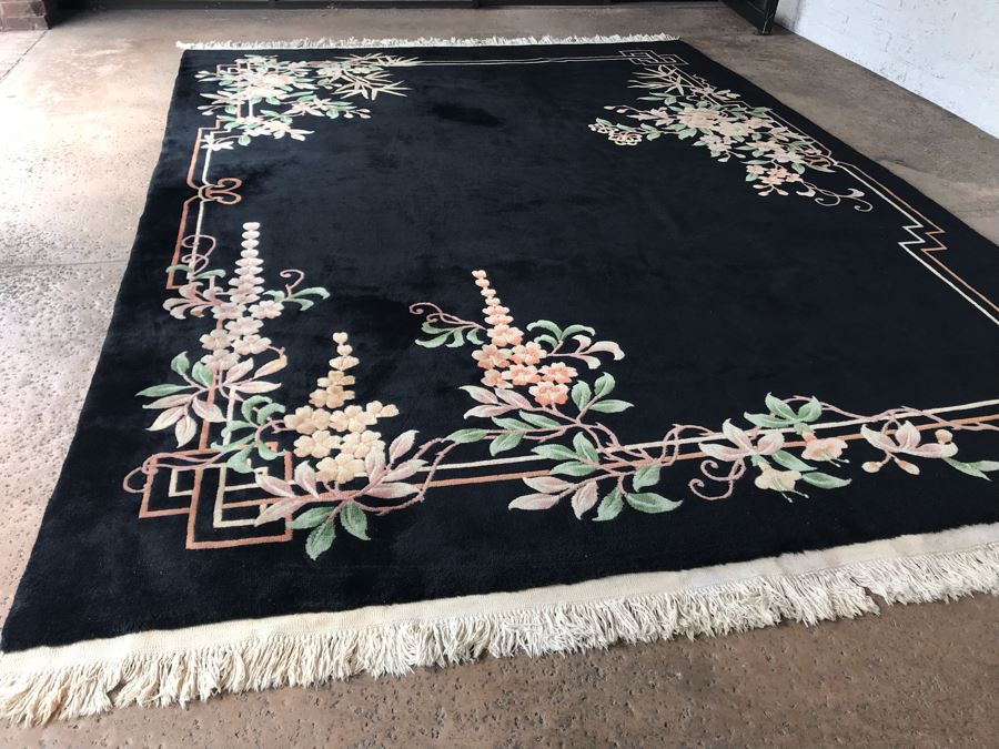 JUST ADDED - Stunning Chinese Black Wool Area Rug 9' X 12'10' Retailed $10,000 [Photo 9]