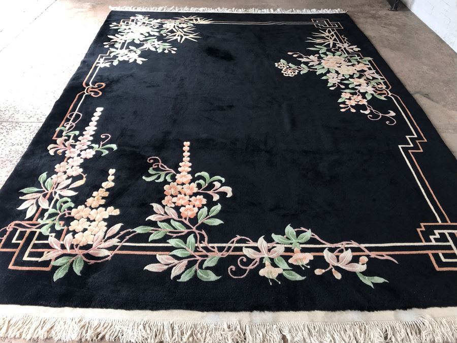 JUST ADDED - Stunning Chinese Black Wool Area Rug 9' X 12'10' Retailed $10,000 [Photo 3]