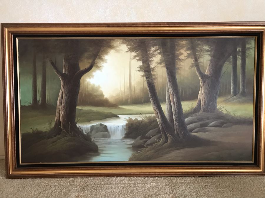 Original Oil Painting Of Stream Through Forrest Unsigned But Attributed To Jorge Prieto B
