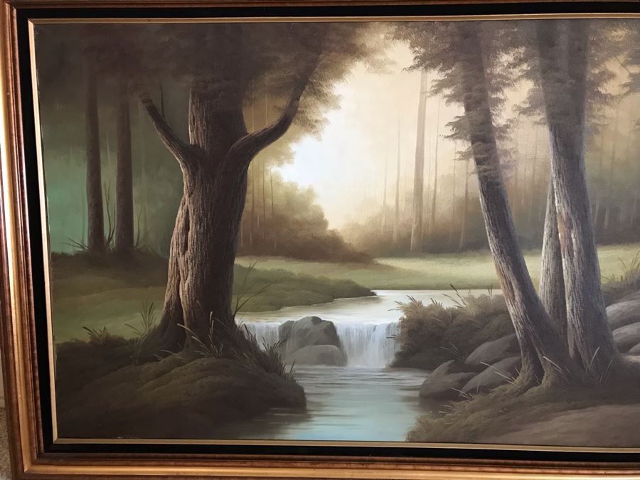 Original Oil Painting Of Stream Through Forrest Unsigned But Attributed To Jorge Prieto B [Photo 4]