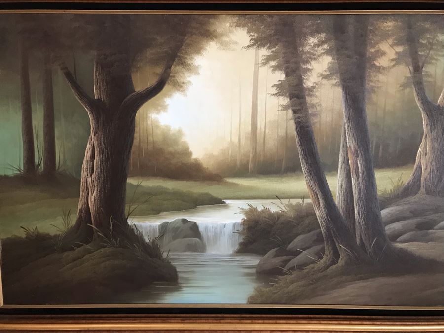 Original Oil Painting Of Stream Through Forrest Unsigned But Attributed To Jorge Prieto B [Photo 3]