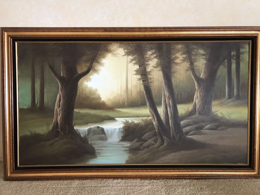Original Oil Painting Of Stream Through Forrest Unsigned But Attributed To Jorge Prieto B [Photo 2]
