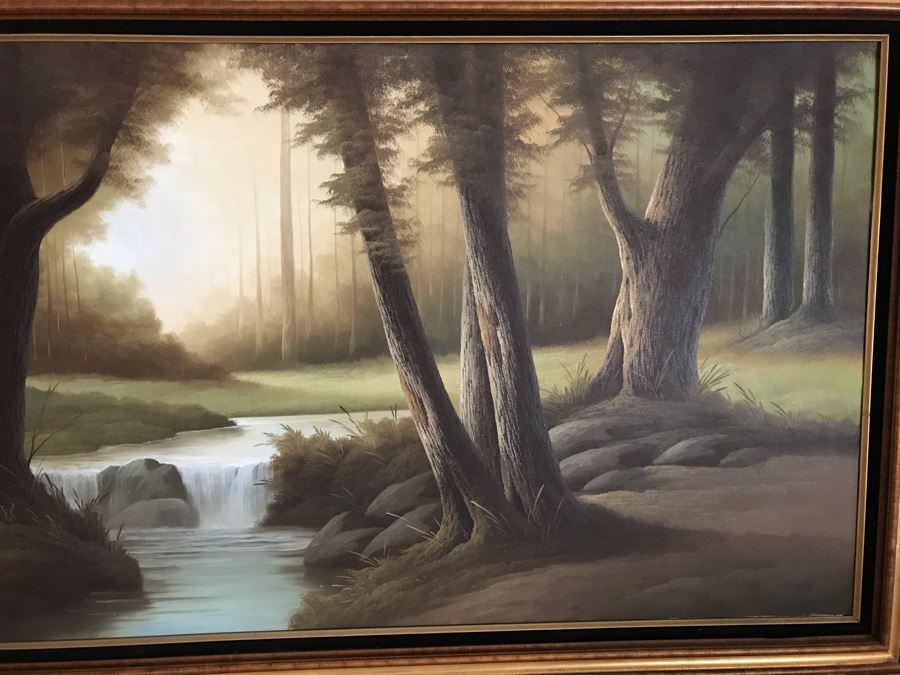Original Oil Painting Of Stream Through Forrest Unsigned But Attributed To Jorge Prieto B [Photo 5]