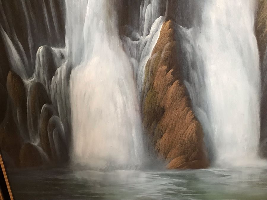 Original Signed Oil Painting Of Waterfall By Jorge Prieto B [Photo 12]