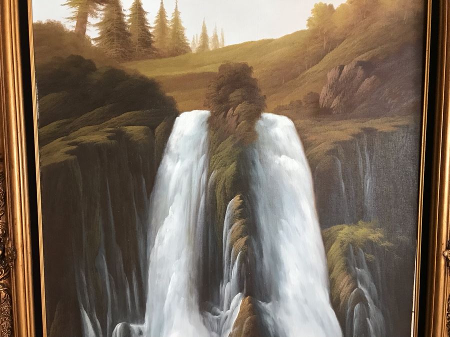 Original Signed Oil Painting Of Waterfall By Jorge Prieto B [Photo 7]