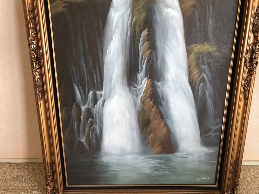 Original Signed Oil Painting Of Waterfall By Jorge Prieto B [Photo 6]