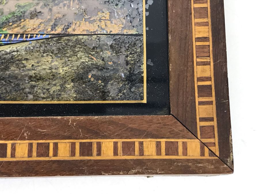 Vintage Rio De Janeiro Brazil Butterfly Wing Artwork In Wooden Inlay Frame 8.5 X 7 [Photo 7]