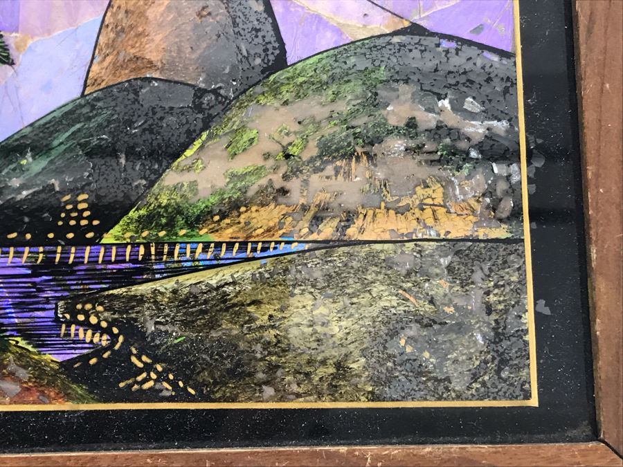 Vintage Rio De Janeiro Brazil Butterfly Wing Artwork In Wooden Inlay Frame 8.5 X 7 [Photo 5]