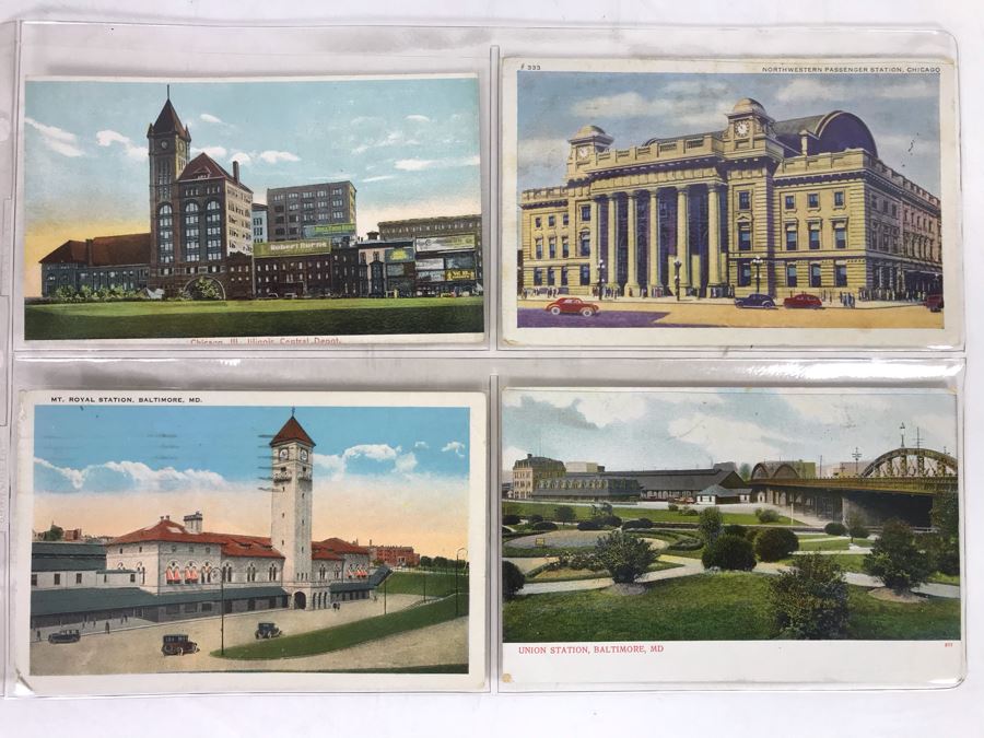 Set Of Four Vintage R.R. Railroad Postcards (Some Postmarked)