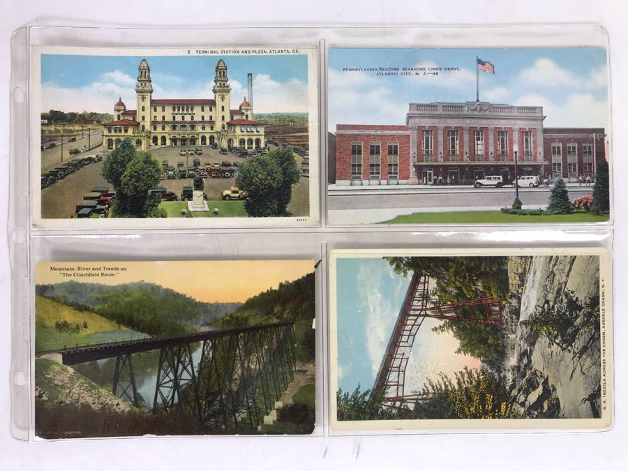 Set Of Four Vintage R.R. Railroad Postcards (One Postmarked) [Photo 2]