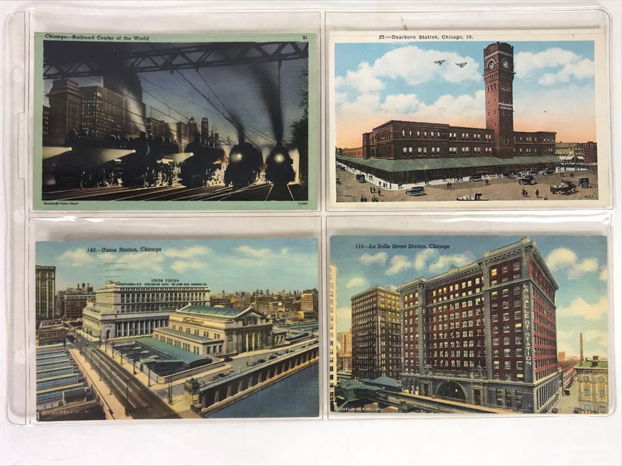 Set Of Four Vintage R.R. Railroad Postcards (Some Postmarked)
