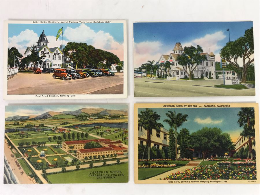 Vintage Carlsbad, CA Twin Inns, Carlsbad Hotel Carsbad-By-The-Sea Postcards