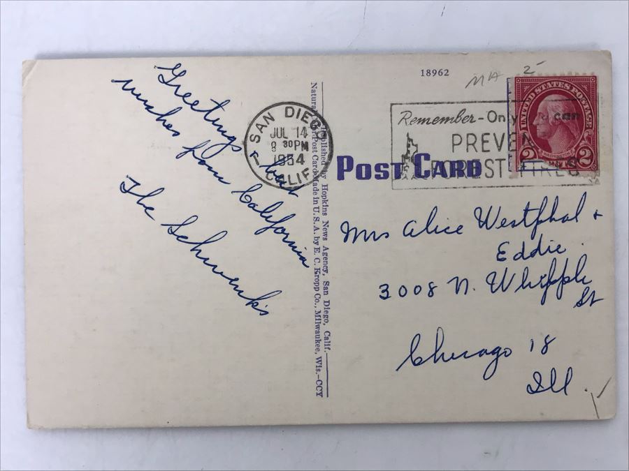 Vintage Leucadia Encinitas Coast Highway U.S. 101 CA Postcard Postmarked 1954 [Photo 2]