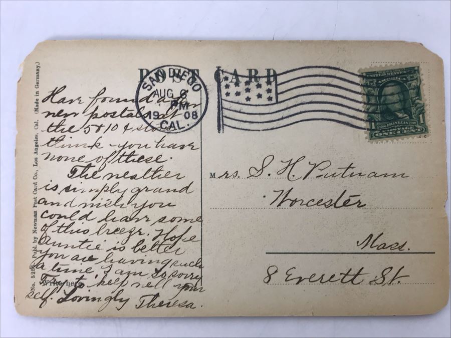 Antique Devils Slide, La Jolla, CA Postcard Postmarked 1908 [Photo 3]