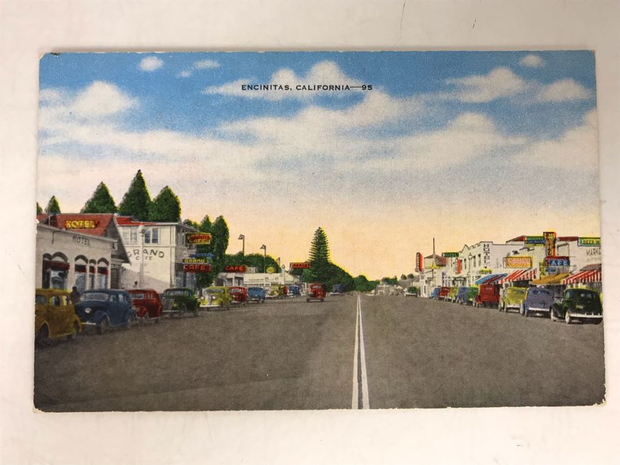 Vintage Downtown 101 Hwy Main Street Encinitas Postcard