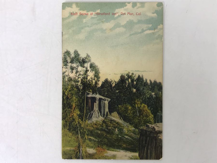 Antique Postmarked 1915 Bluff Scene At 'Stratford Inn' Del Mar, CA