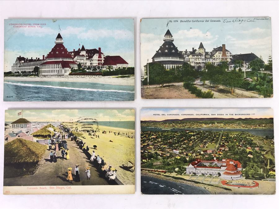Antique And Vintage Postcards From Hotel Del Coronado, Coronado Beach, CA Postmarked 1909, 1910, 1952