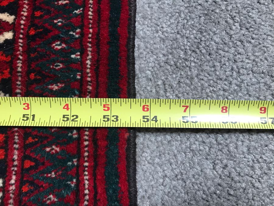 Vintage Hand Knotted Persian Area Rug Red / Black Tones 53.5 X 70 Apx. 300 knots / sq. in. [Photo 13]