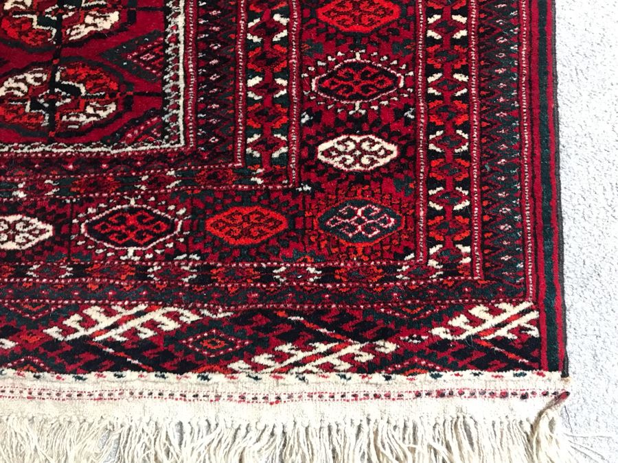 Vintage Hand Knotted Persian Area Rug Red / Black Tones 53.5 X 70 Apx. 300 knots / sq. in. [Photo 9]