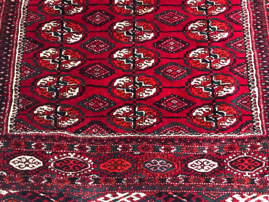 Vintage Hand Knotted Persian Area Rug Red / Black Tones 53.5 X 70 Apx. 300 knots / sq. in. [Photo 7]