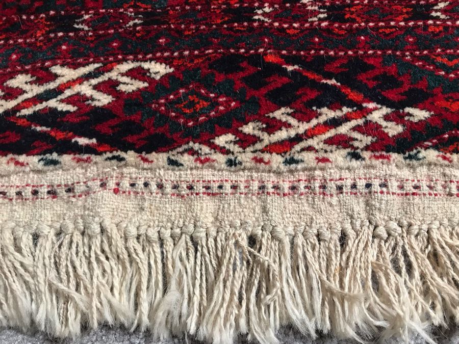 Vintage Hand Knotted Persian Area Rug Red / Black Tones 53.5 X 70 Apx. 300 knots / sq. in. [Photo 4]