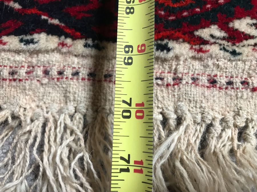 Vintage Hand Knotted Persian Area Rug Red / Black Tones 53.5 X 70 Apx. 300 knots / sq. in. [Photo 14]