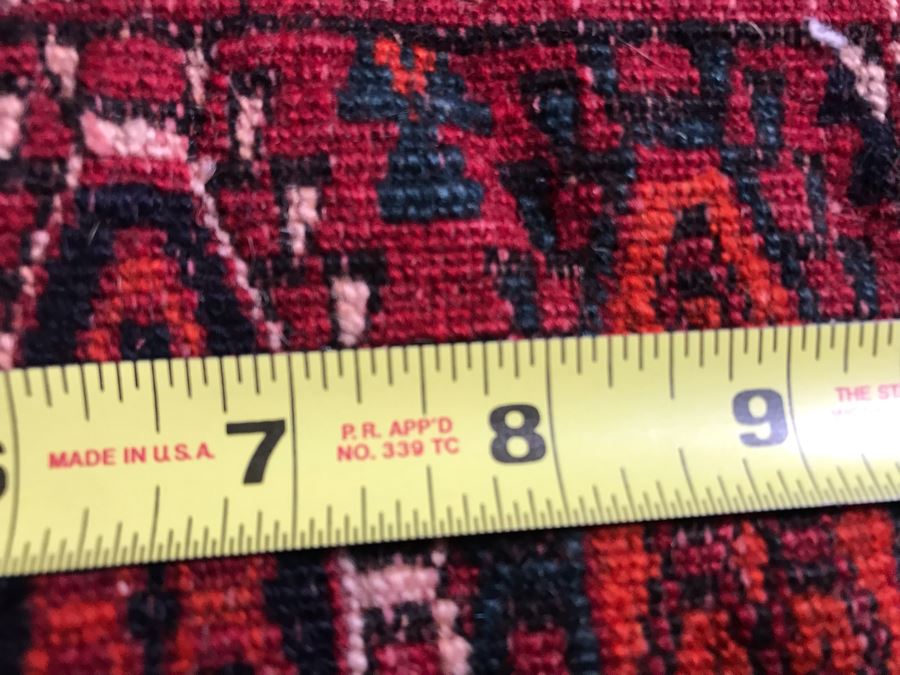 Vintage Hand Knotted Persian Area Rug Red / Black Tones 53.5 X 70 Apx. 300 knots / sq. in. [Photo 12]