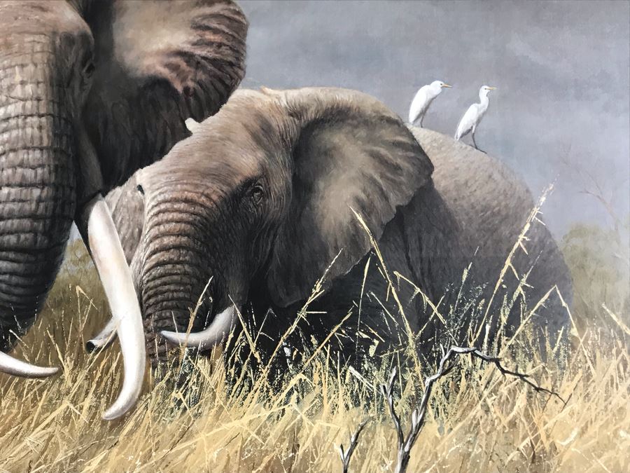 Framed Hand Signed Charles Frace Limited Edition Print 'Power of the Serengeti' Elephants Outstanding Lighting 29.5 X 20.5 [Photo 5]