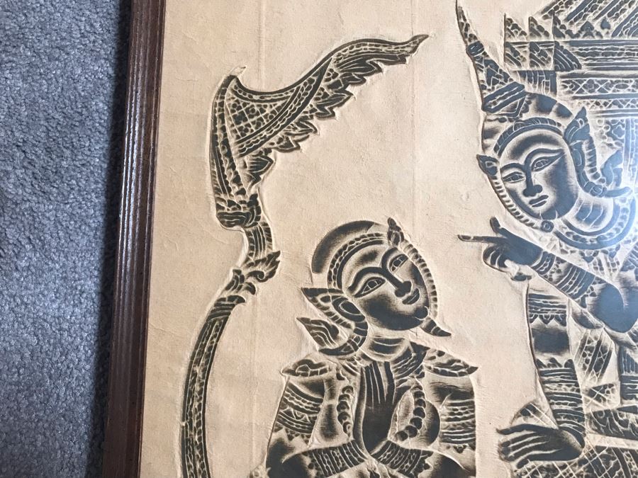 Vintage Thai Temple Rubbing Framed 19 X 20 [Photo 6]