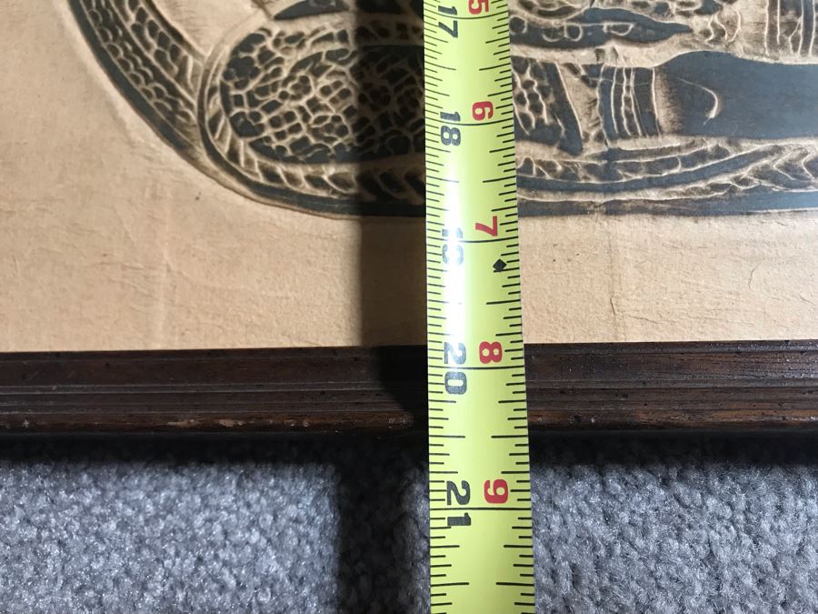 Vintage Thai Temple Rubbing Framed 19 X 20 [Photo 10]