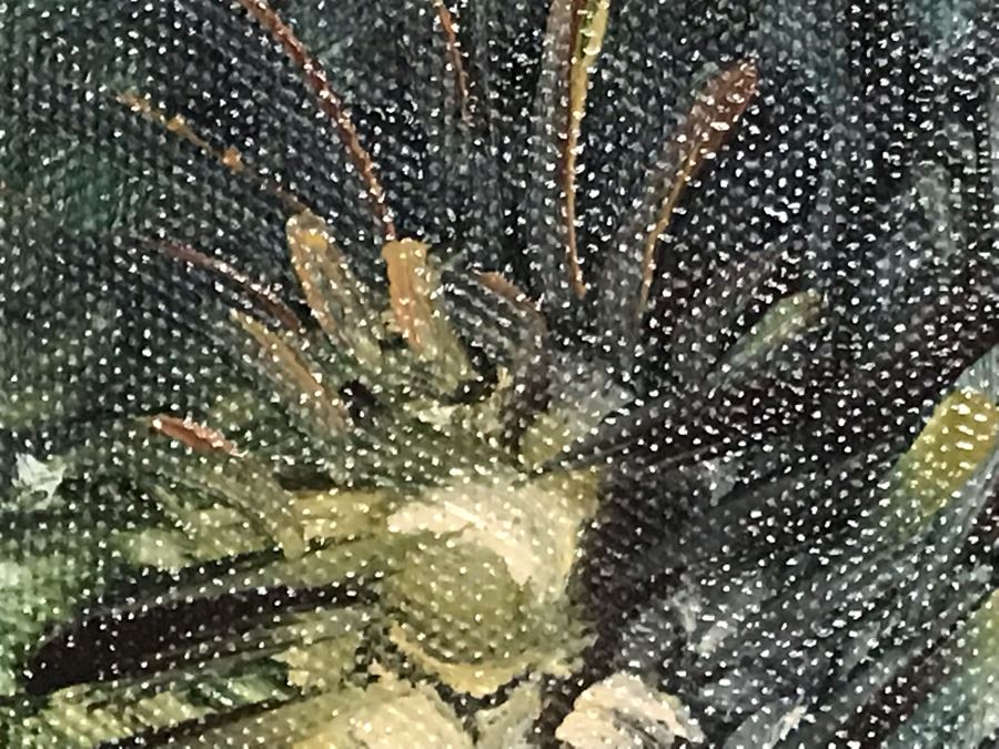 Large Original Painting East Coast Nautical Sailboats Palm Trees Wooden Bamboo Motif Frame 48 X 36 Canvas [Photo 9]