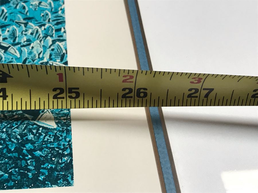 Framed Mixed Media Signed Limited Edition Print By Robert Lyn Nelson Titled 'Wailea Whales' 'Two Worlds' Style Land And Sea Maui Artist With Certificate Of Authenticity 26 X 20 [Photo 11]