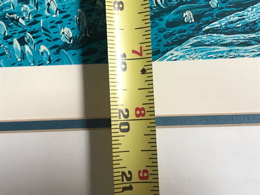 Framed Mixed Media Signed Limited Edition Print By Robert Lyn Nelson Titled 'Wailea Whales' 'Two Worlds' Style Land And Sea Maui Artist With Certificate Of Authenticity 26 X 20 [Photo 12]