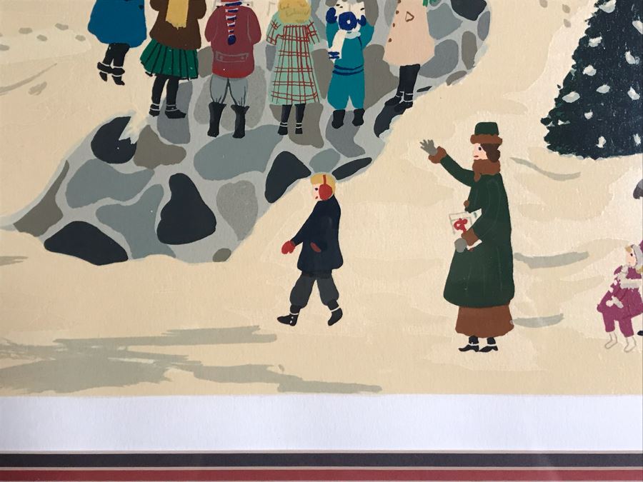 Framed Limited Edition Serigraph Hand Signed By Jane C. Clark Folk Art Style Titled 'Christmas Eve' 26 X 20 [Photo 6]