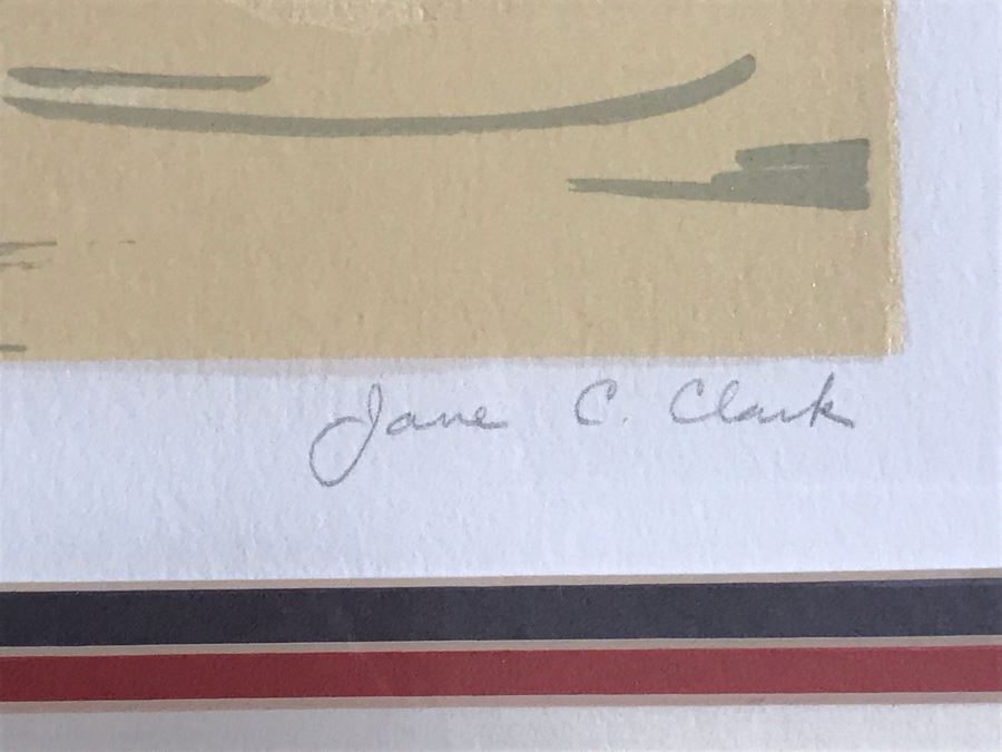 Framed Limited Edition Serigraph Hand Signed By Jane C. Clark Folk Art Style Titled 'Christmas Eve' 26 X 20 [Photo 8]