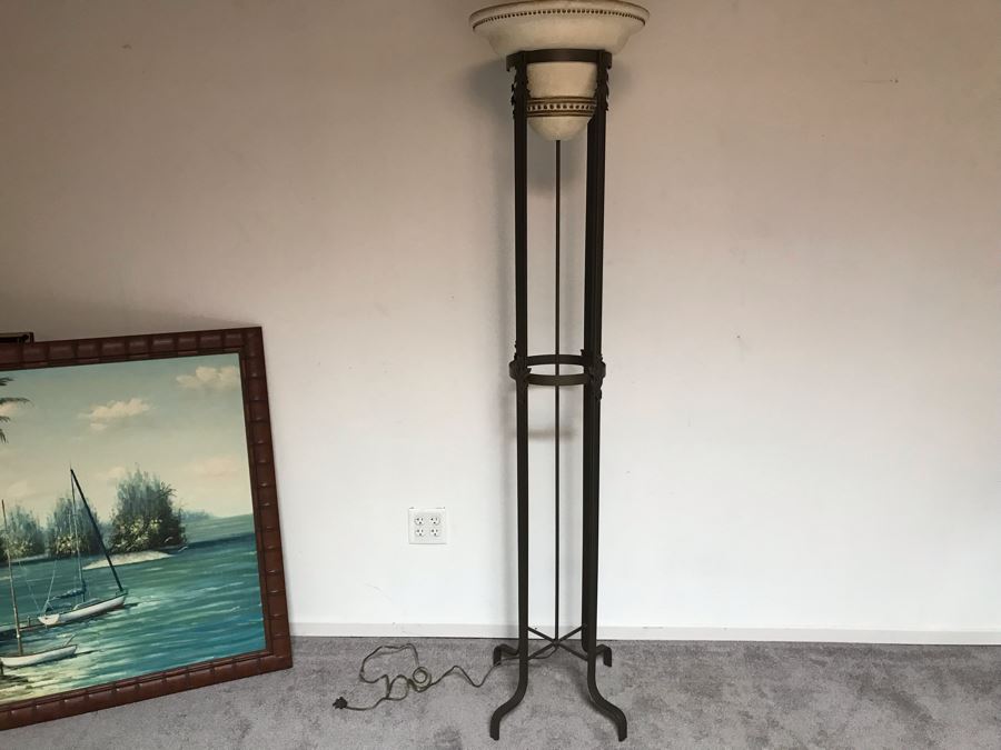 Large Freestanding Floor Lamp With Metal Base Heavy 7'H [Photo 11]
